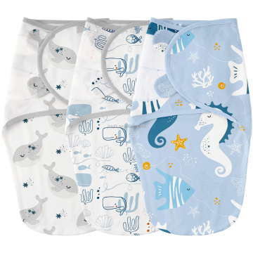 Light Blue Seafood Print Swaddle Blanket & Baby Sleeping Bag for Newborns
