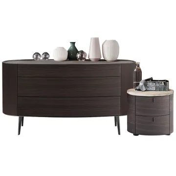 Modern Bentwood Marble Bedside Table - New Arrival