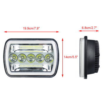 5x7 LED Headlights 7x6 100W 12V Square with White DRL Amber Turn Signal