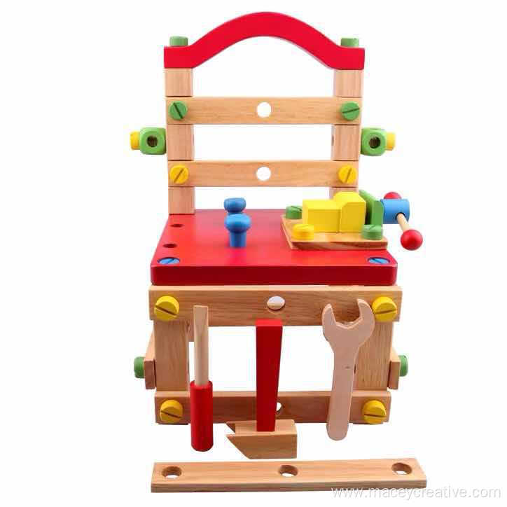 Wooden 100 stool screw nut aircraft puzzle toy