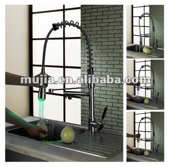 Water Saving No Battery Pull Out Led Kitchen Faucet