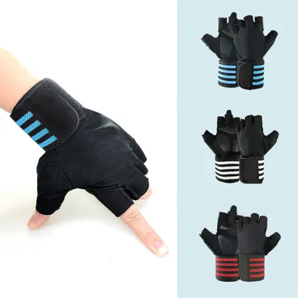Sports fitness half-finger mesh gloves
