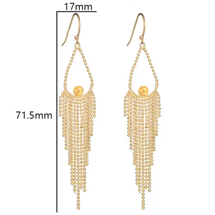 Unique Design 14K Gold Plated Can Match Pearls Long Tassel Earrings