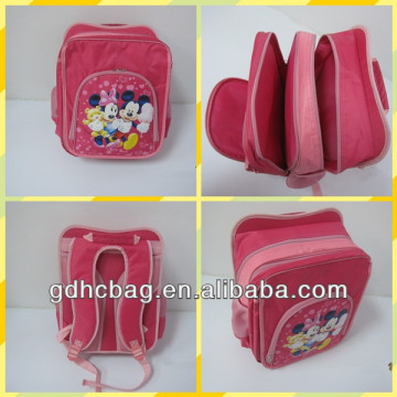 2014 Dongguan Manufaturer supply Lovely cartoon Girl polyester Printing School bag with multi-bag