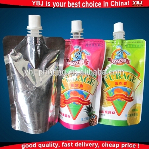 Plastic food bag with vivid printing foil liquid pouch juice bag with spout pouch