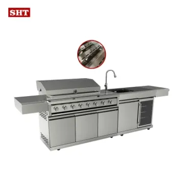Camping Barbecue Stainless Steel Outdoor Island Gas BBQ Cabinet Grill with Rotisserie