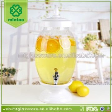 Fancy glass water and beverage dispenser with ceramic lid and stand