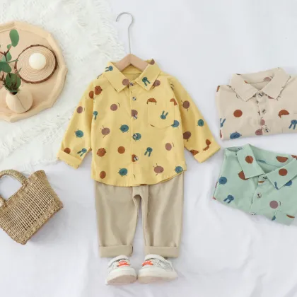 New baby full body printing boys shirts spring and autumn long sleeves toddler boys clothing kids clothing sets boys