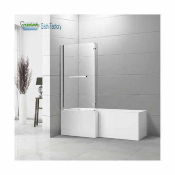 6mm Clear Glass Frameless Hinged & Curved Bath Screen in Chrome