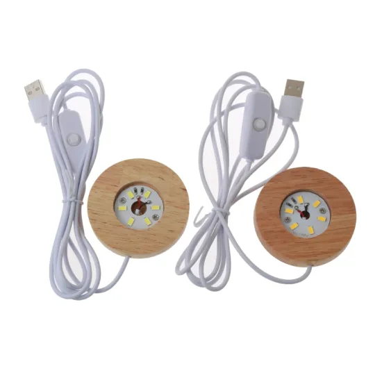 7 Colors Wooden Base Crystal Ball Glass Cup LED Night Light - 10cm/8cm Diameter Wood Base