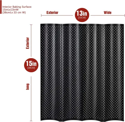 Nonstick Perforated Baguette Pans for Crisp Golden Brown Bread - 4 Loaves Bakery Tray