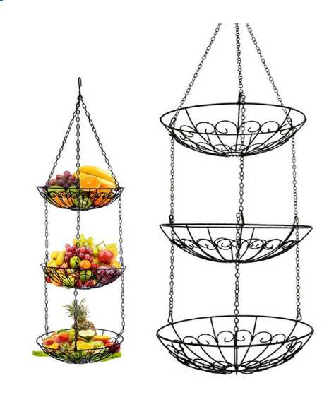 3Tier Hanging Fruit Plants Storage Baskets