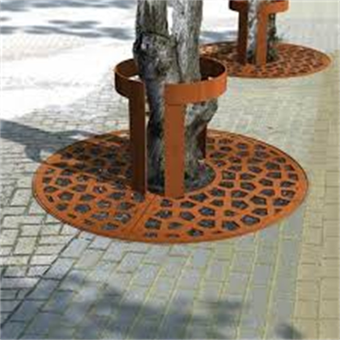 Weathering steel tree grating