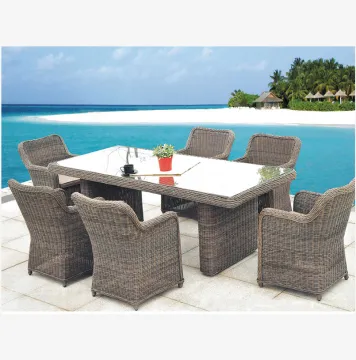 Rattan Chair and Wicker Dining Table Set for Outdoor Restaurants