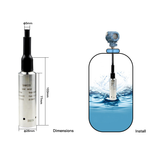 Capteur de niveau d&#39;eau de réservoir submersible en acier inoxydable 316