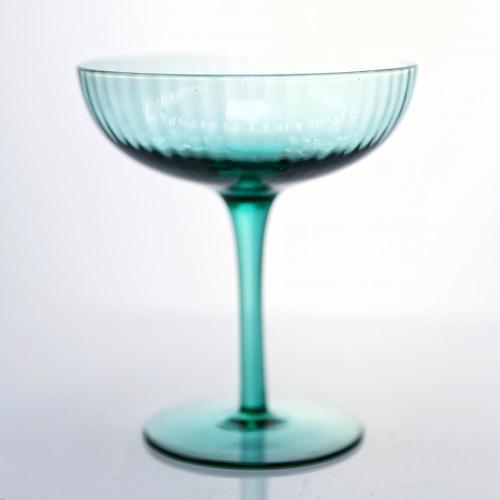 Ribbed Champagne Coupe Glass hand blown ribbed champagne coupe glass set Factory