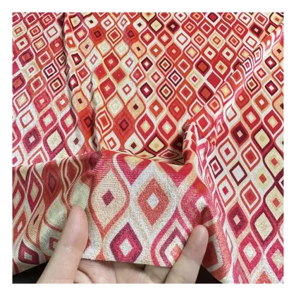 Korean Velvet Fabric 92% Polyester 8% Spandex Digital Printed Shine for Clothing