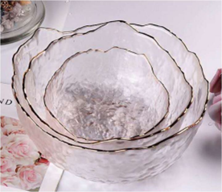 Transparent Painted Gold Small Tea Wash Salad Bowl