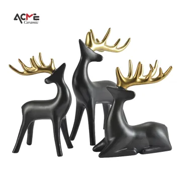 Gold Ceramic Deers Statues: Nordic Modern Style Figurine Decorative Ornaments for Living Room Home Decor