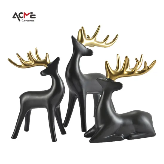 Gold Ceramic Deers Statues: Nordic Modern Style Figurine Decorative Ornaments for Living Room Home Decor