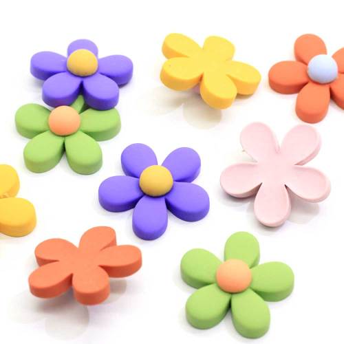 26mm Multicolor Bloem Plaksteen Hars Cabochons Plakboek Ambachtelijke DIY Versieringen Decoratie Hoofddeksels accessoires