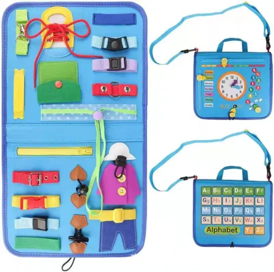Montessori-inspired Busy Board: A Travel-friendly Educational Toy for Toddlers to Learn Basic Dressing Skills