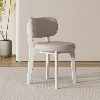 Leather Seating Dining Chair with Wooden Frame