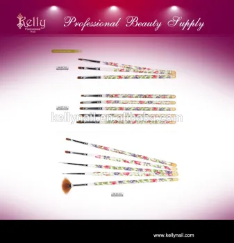 Wooden Handle Nylon Hair Gel Nail Brush Wooden Nail Art Brush Set