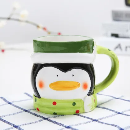 Ceramic Bear Fruit Mug with Lid and Straw - 400ml Capacity