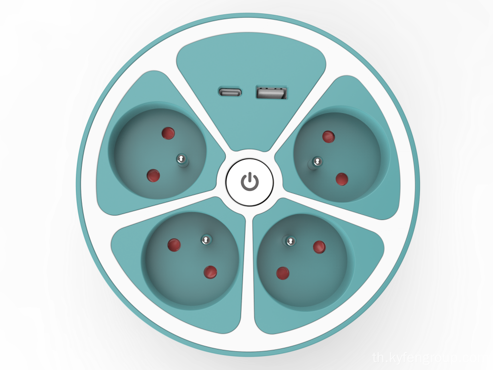 แถบพลังงาน 4 ทางฝรั่งเศสพร้อมประเภท USB C