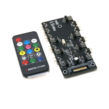 RGB PWM Fan Hub Controller with A-RGB + 3/4Pin Fan Ports and 16-Keys RF Remote - 5V SATA Powered