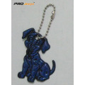 Reflekterande PVC blå hund nyckelkedja för väska