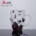 High borosilicate dry flower double wall glass cup