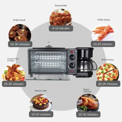 ZCJ-168 factory price TOASTER OVEN arada kahvalti makinesi 3 in 1 breakfast maker machine