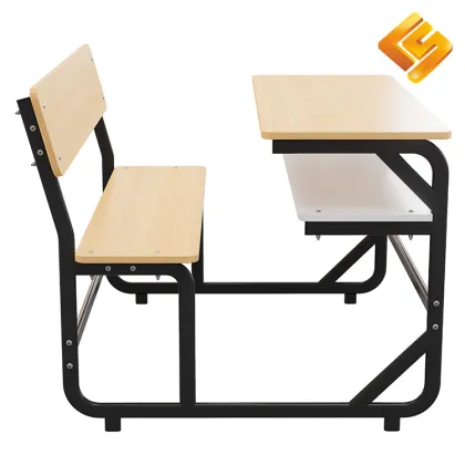 Black C-Bent Steel Wood Shared Desk