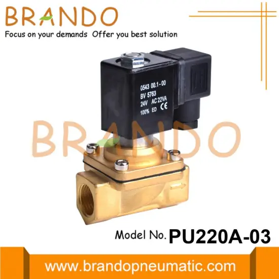 PU220A-03 Shako Type Brass Solenoid Valve 3/8'' 24VDC