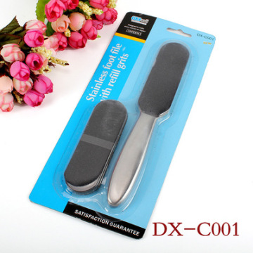 Pedicure Tool Set: Stainless Steel Foot File with Refill Grits