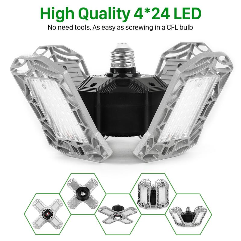 LED garage light household warehouse foldable deformable light P-12 96LED 120W E26 360 degree deformable ceiling light