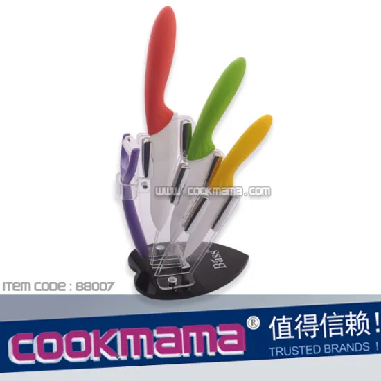 4pcs Ceramic Knife set in Acrylic Stand/Block with ceramic peeler@COOKMAMA