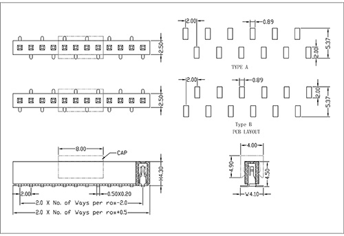 2.0 mm Female Header Single Row SMT Type H4.3 FHDM04-XXSXXXX