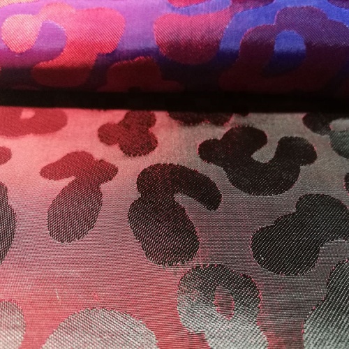 Polyester Coat Lining Fabrics Leopard Dobby Jacquard Woven Coat Dress Fabric Factory