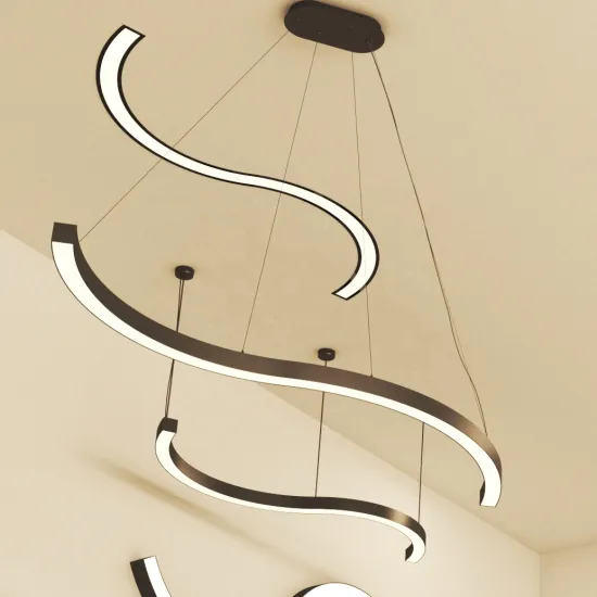 Hlinear S series Aluminium Profile Black White Modern Indoor Linear Pendant Light Ceiling Mount Curve Lights