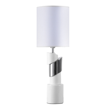 Creative Irregular Design Porcelain Nightstand Lamp with White Fabric Lamp Cover and Ceramic Bedside Lamps for Home Decor