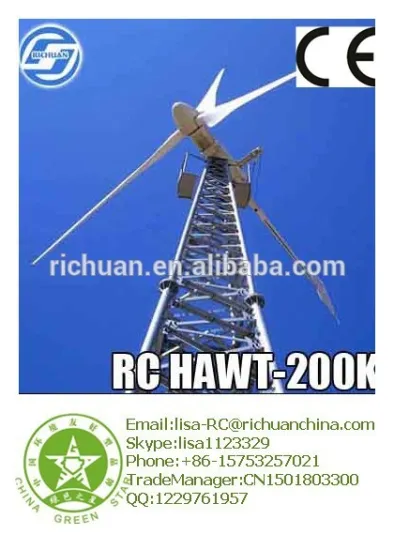 Richuan Horizontal Axis Wind Turbine generator 200KW DC380v/AC220V high efficiency wind generator