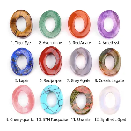 Red Jasper Twist 18x23mm QQ Circle & Hollow Oval Pendant Beads