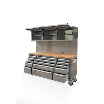 OEM 72 inch 15 Drawers Lockable Rolling Tool Chest Garage Workbench with Upper Cabinet