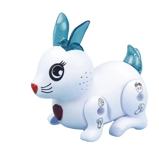 Factory direct selling electric toys little rabbit can sing music rabbit can shine little white can walk plastic rabbit