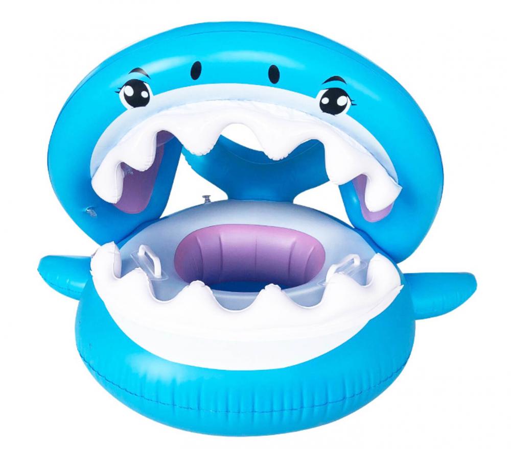 cartoon shark shape swim ring float seat boat