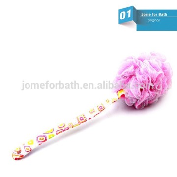 plastic long handle Mesh bath sponge for body massage