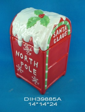 Hand-Painted Ceramic Post Box Cookie Jar